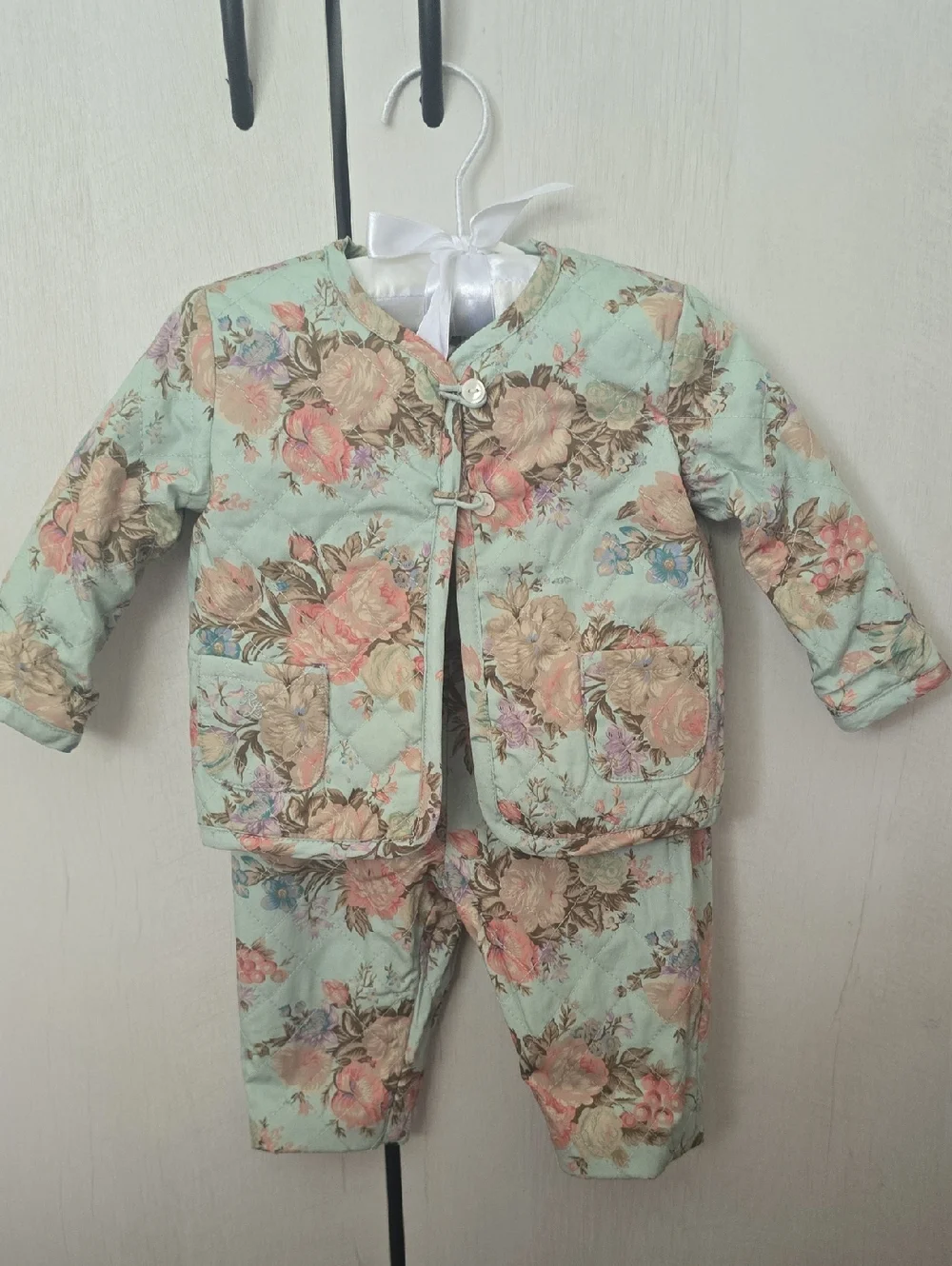 Ralph Lauren Baby Girls Quilted Floral Print Reversible Two Piece Set Jacket